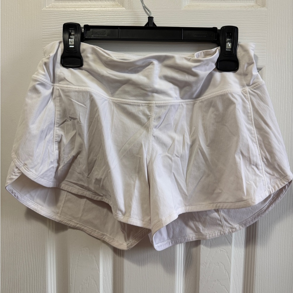 lululemon athletica white speed up shorts 4”